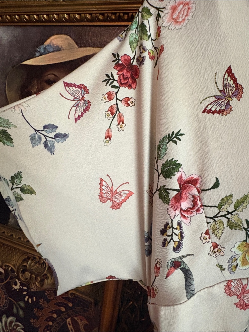 Anthropologie dRA Avian Kimono Midi Dress Size 14 Floral Bird Butterfly Belted - Picture 6 of 8